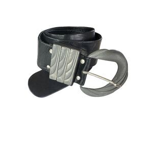 LEATHEROCK Women's 90s Vintage Retro Textured Leather Wide Belt Brown Size 40